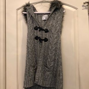 Buttoned Long Gray Sweater Vest